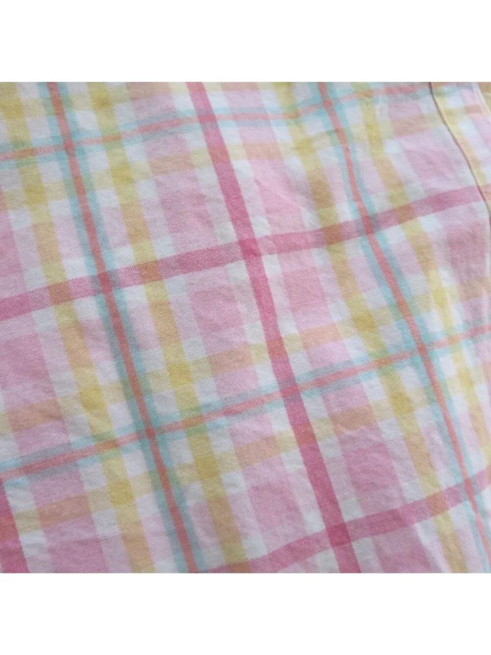 Pottery Barn Kids Pink Tate Plaid Fabric Shower Curtain 70 x 72 Cotton